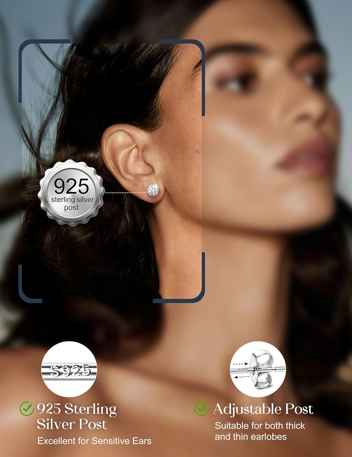Aretes de tuerca chapados en oro de 14 quilates para mujer, hipoale...