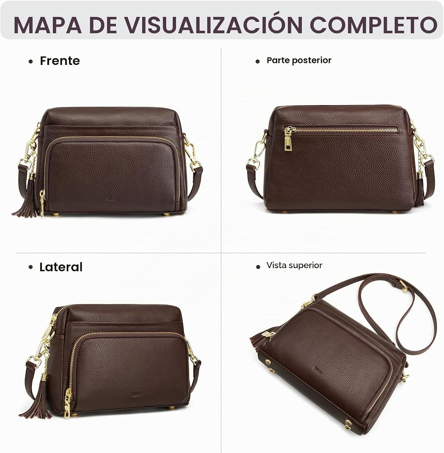 Kattee Bolso cruzado de cuero para mujer, pequeño, antirrobo, con c...