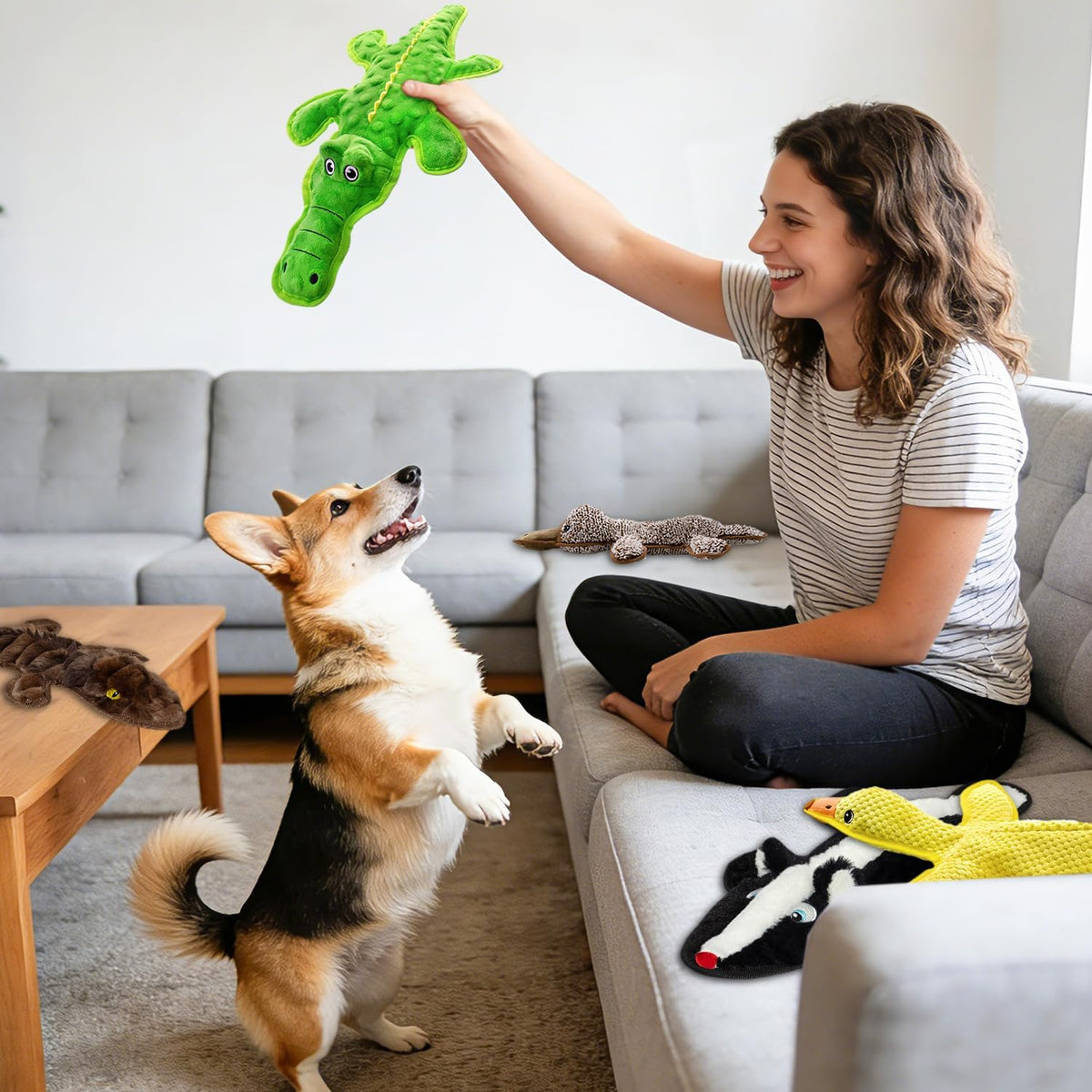MAOOOOB Juguetes chirriantes para perros sin relleno, paquete de 5...