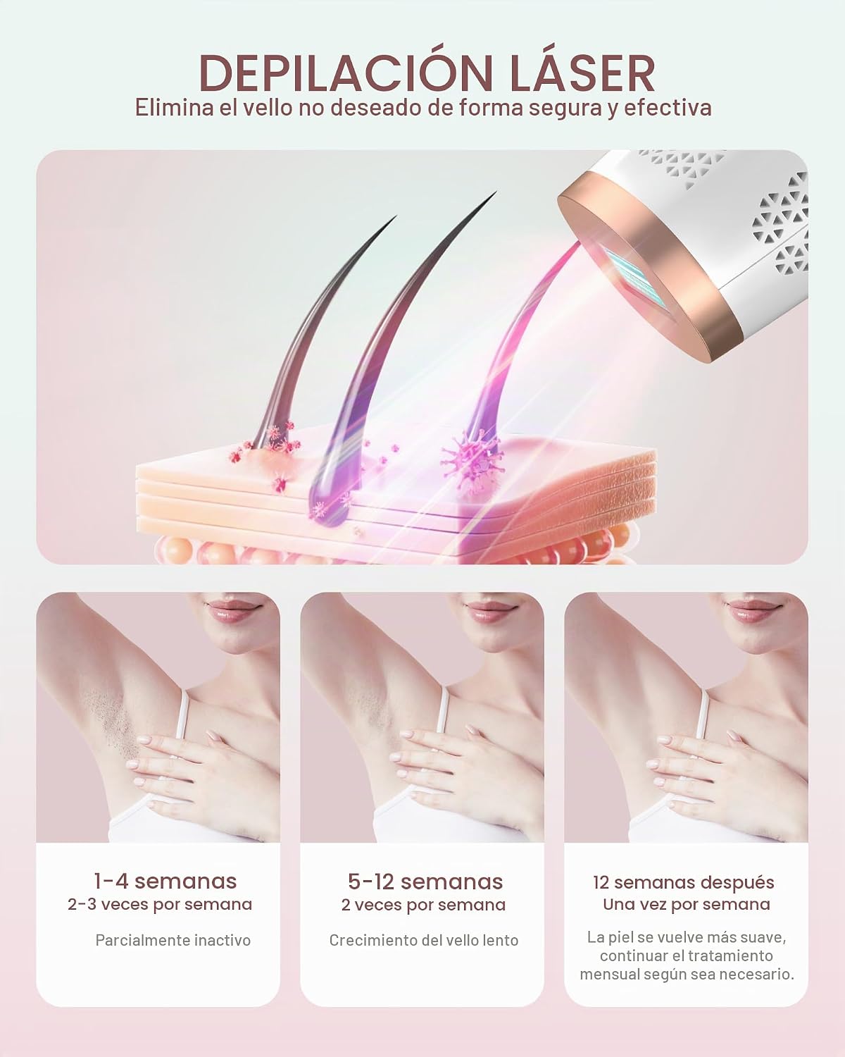 Dispositivo de depilación IPL 21J en casa para mujeres y hombres, r...
