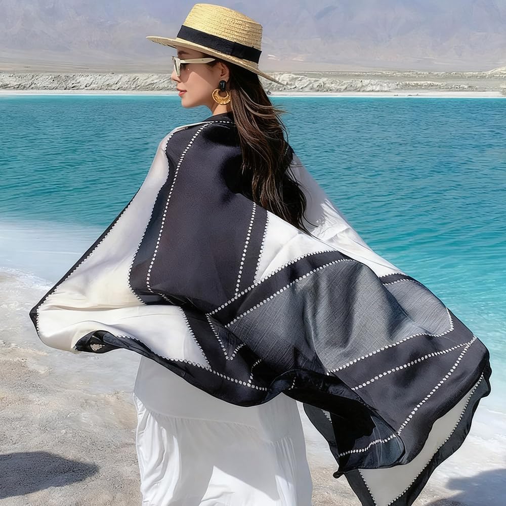 Clysoru Bufanda para mujer, bufandas de satén de 70.8 x 35.4 pulgad...