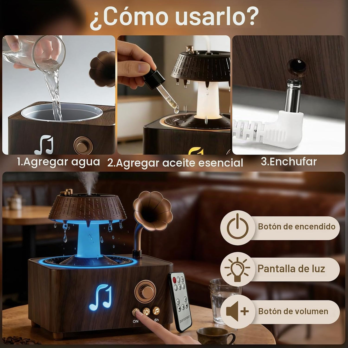 Morbou - Difusor de aroma de gotas de lluvia con ruido blanco, difu...