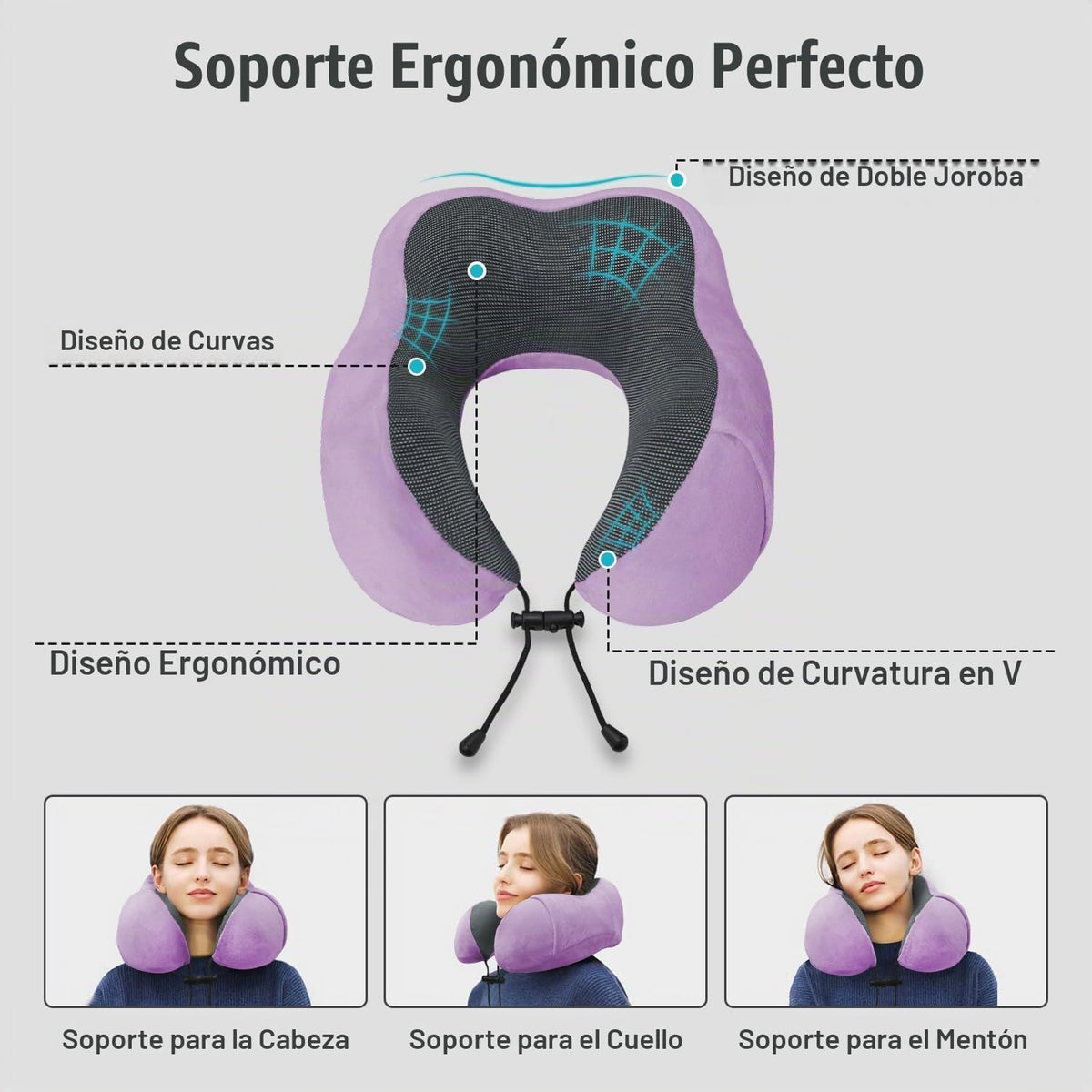 Elvodosia Almohada de viaje, almohada de cuello de espuma viscoelás...