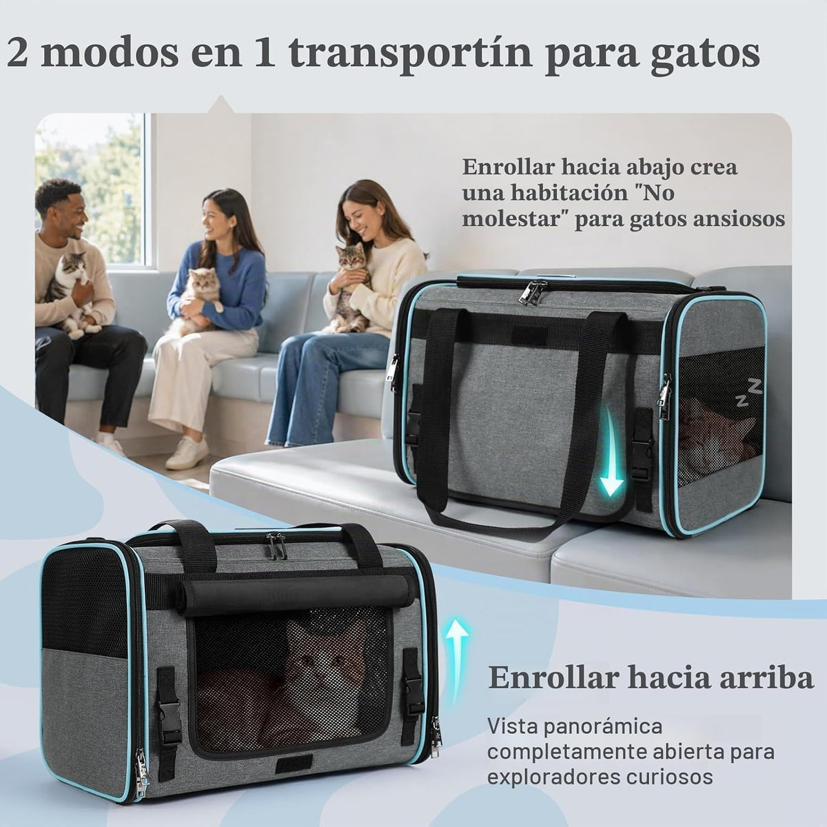 rabbitgoo Transportador de gatos suave, bolsa para mascotas con sol...