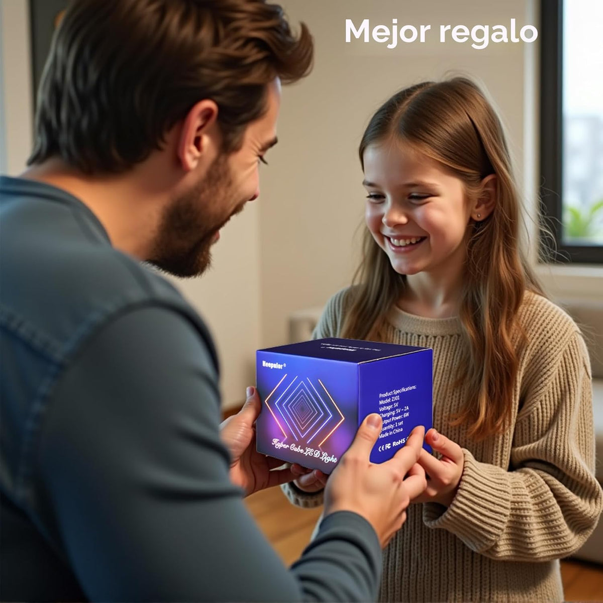 Heepulor Infinity Mirror Hyper Cube - Lámpara de mesa, luz de humor...