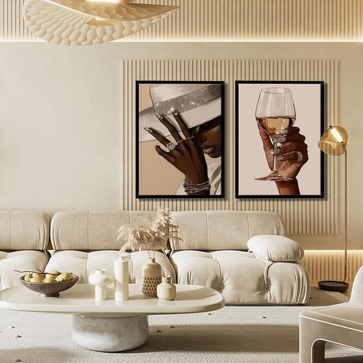 2 piezas enmarcadas de arte de pared de chica negra, decoración de...