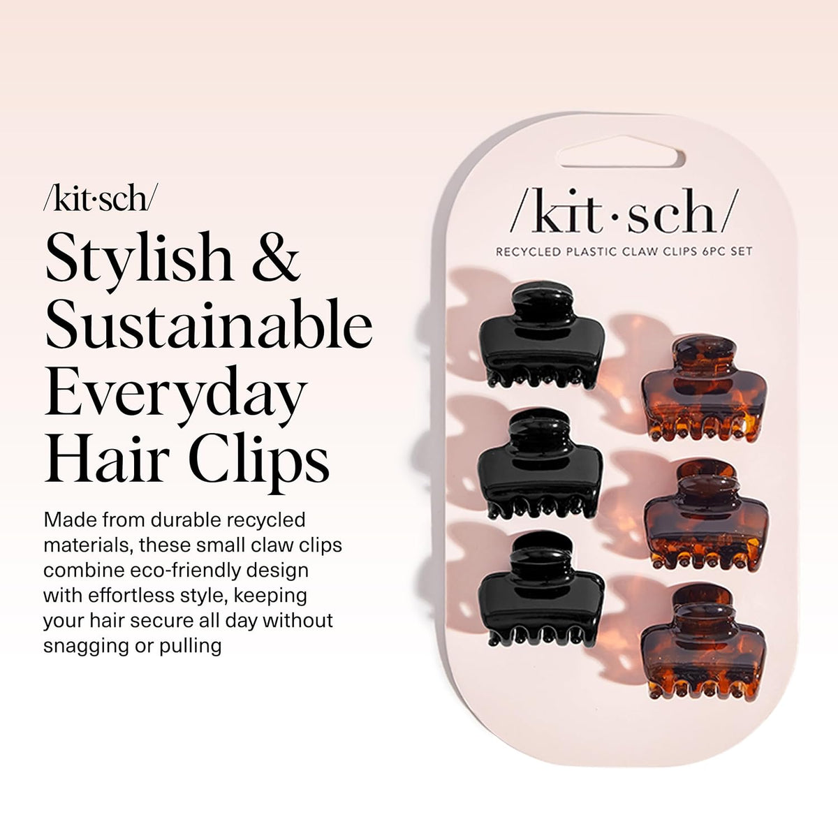 Kitsch Pinzas pequeñas para el cabello para mujer, color negro y to...