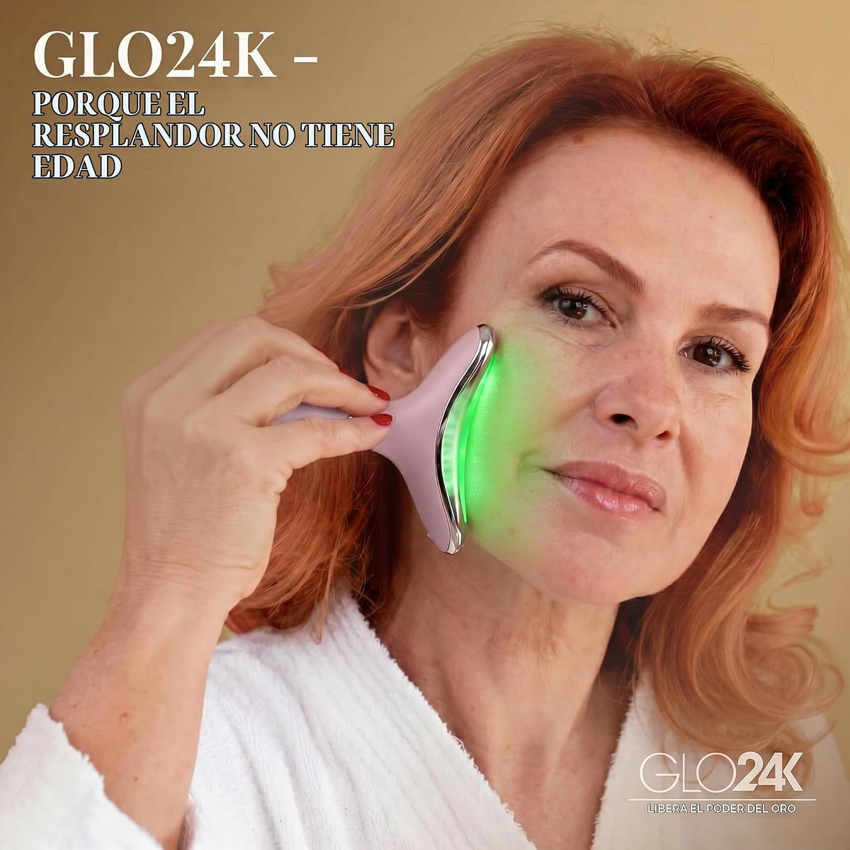 Masajeador facial LED GLO24K y varita para el cuello, herramienta p...
