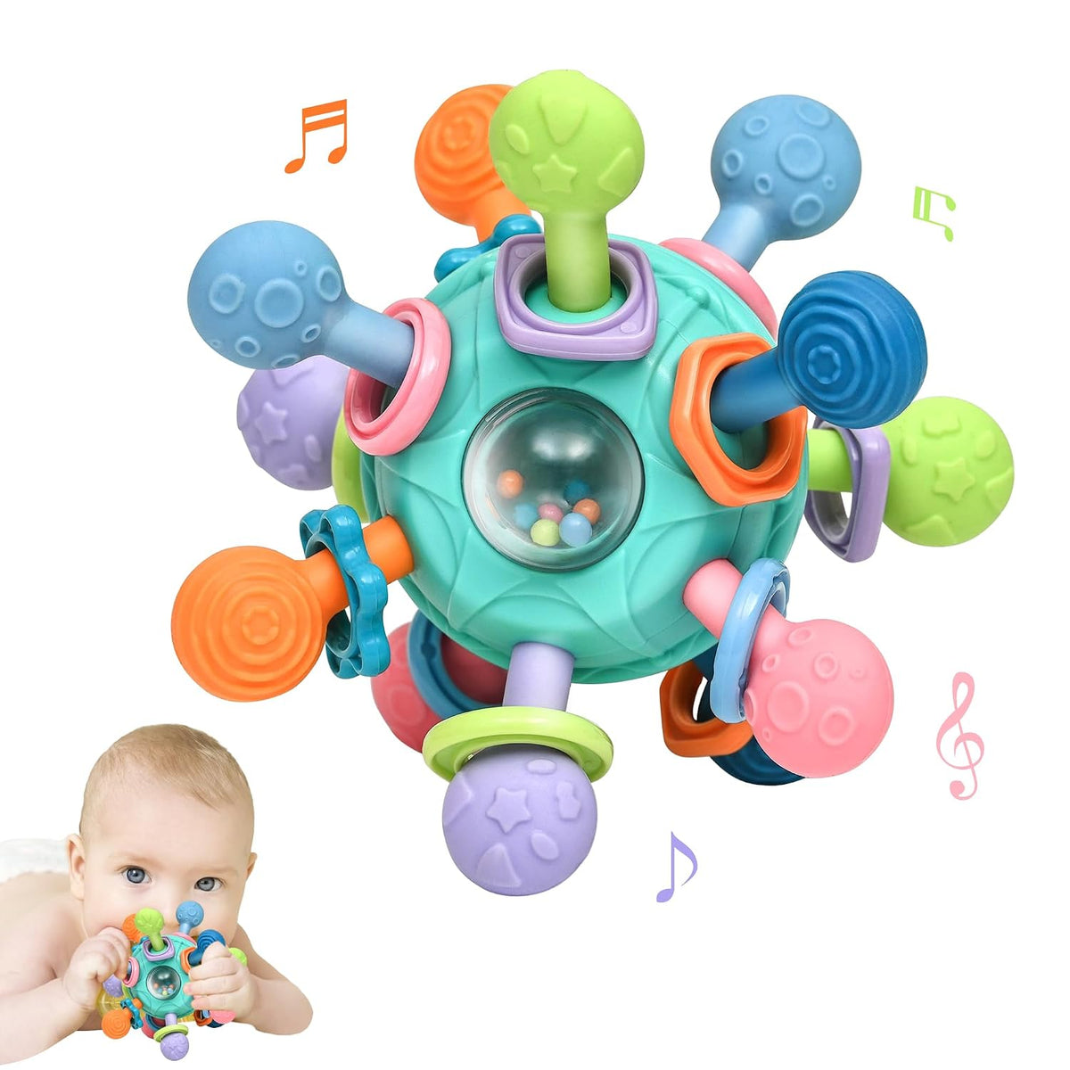 Juguetes de dentición Montessori para bebés de 0-6 y 6-12 meses, ju...