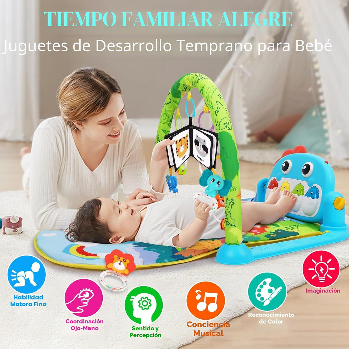 UMIKU - Tapete de juego para bebé, tapete para el tiempo boca abajo...
