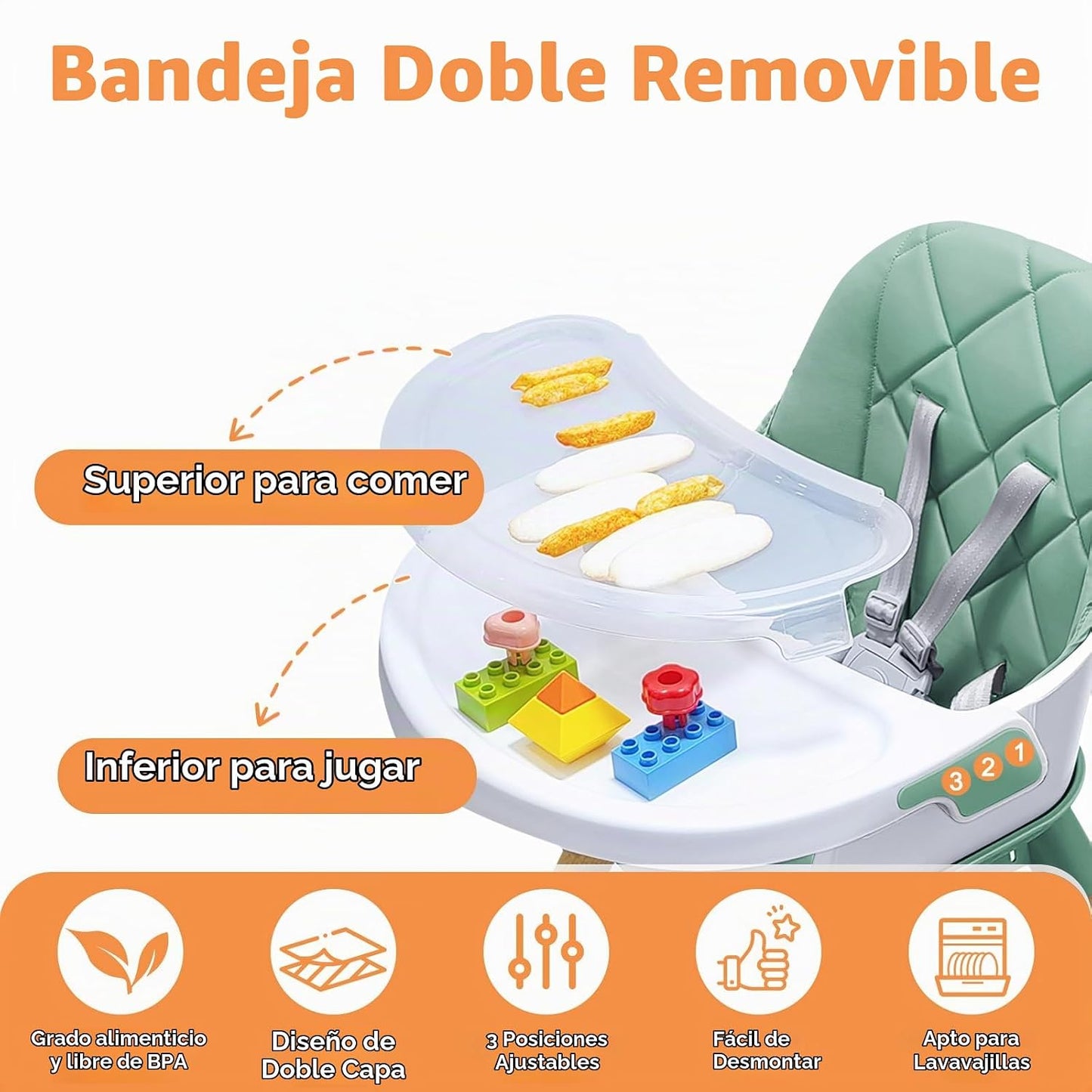Babyliebe Silla alta para bebé, silla alta de madera convertible 8...