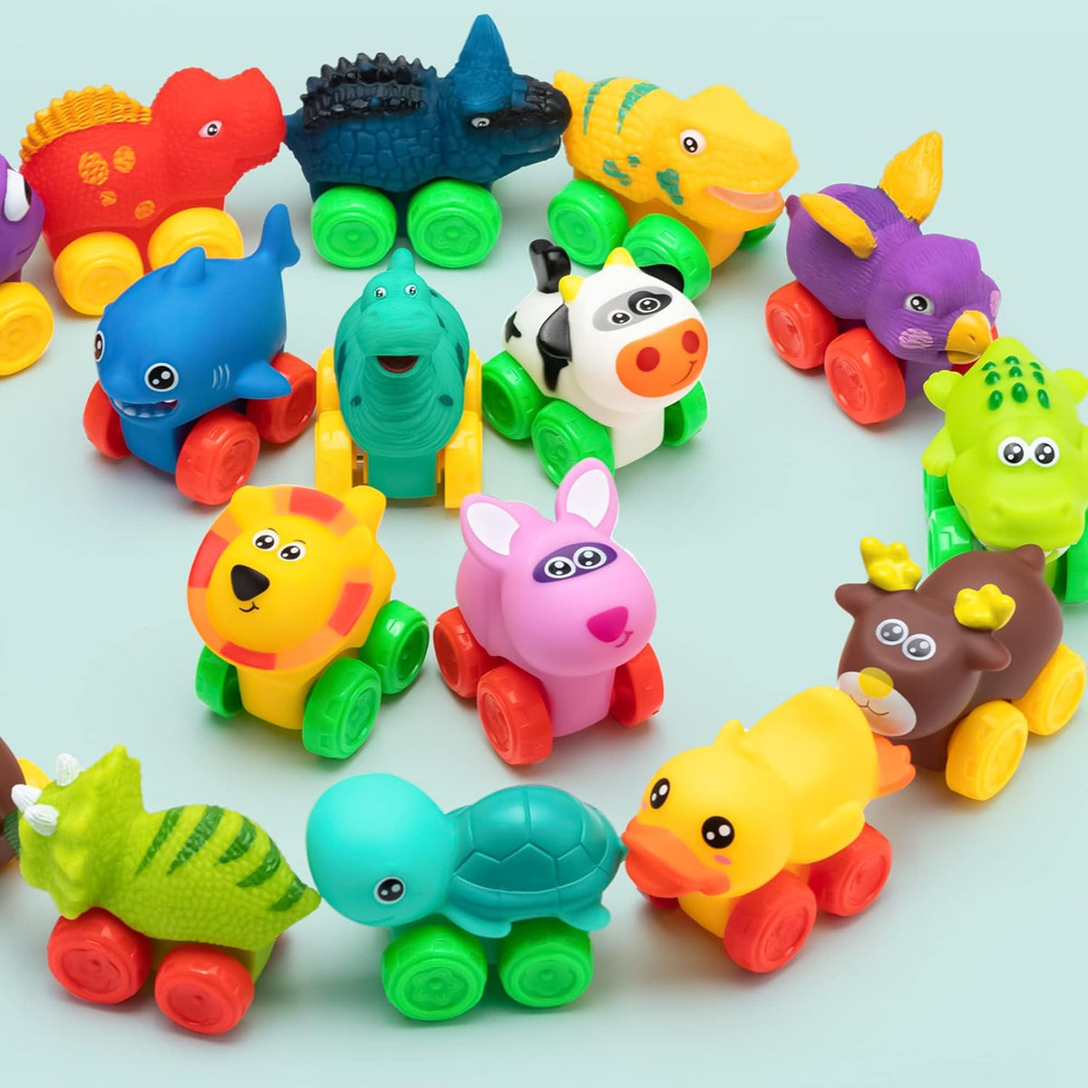 JOYIN Coches de Animales, Juguete de Set de Coches de Goma Suave, M...