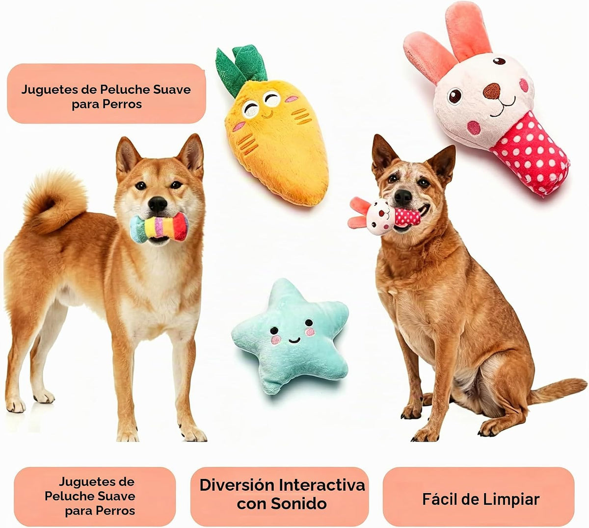Juguetes chirriantes para perros pequeños y medianos, paquete de 9...