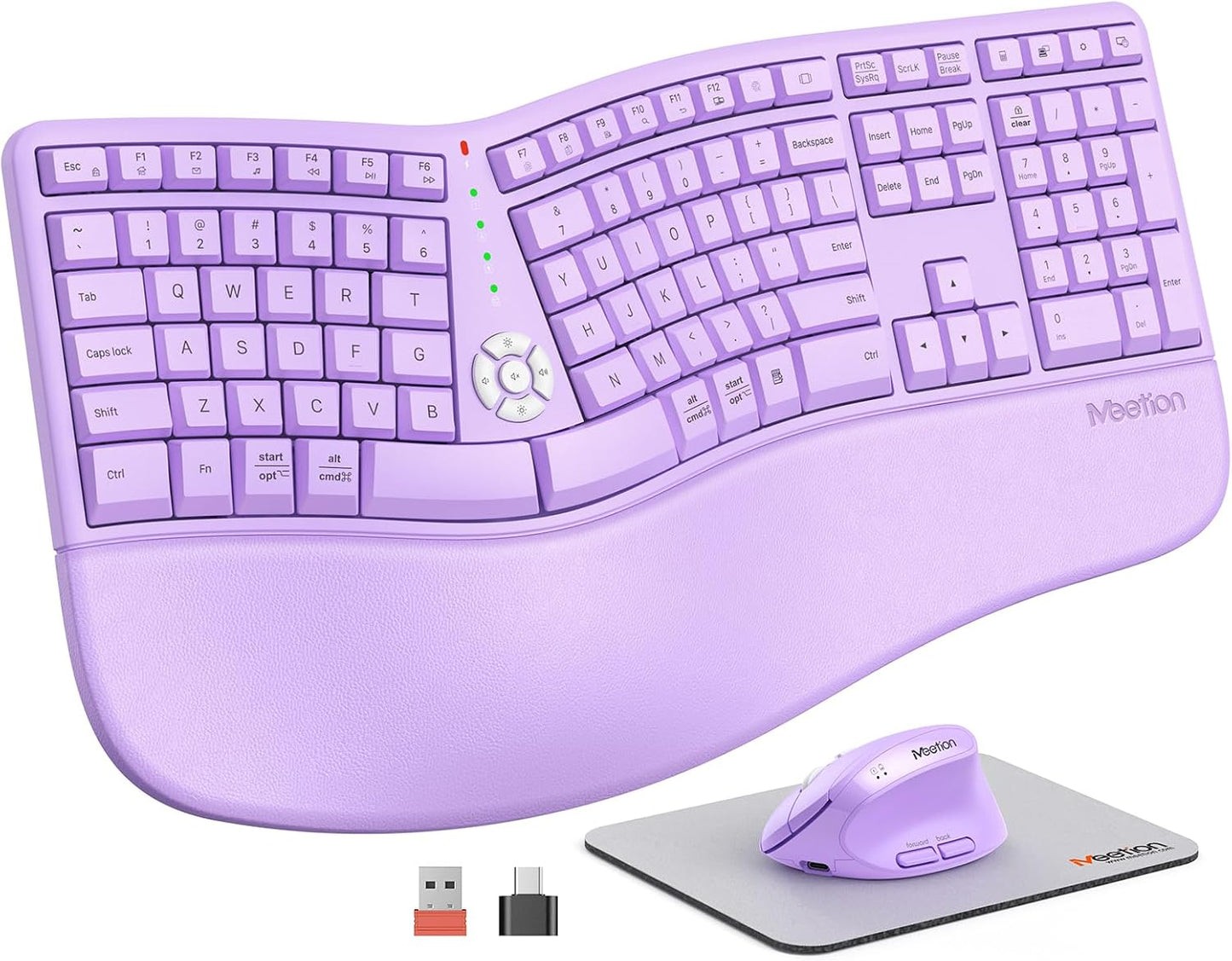 MEETION Combo de teclado y mouse ergonómico, ratón vertical de dise...