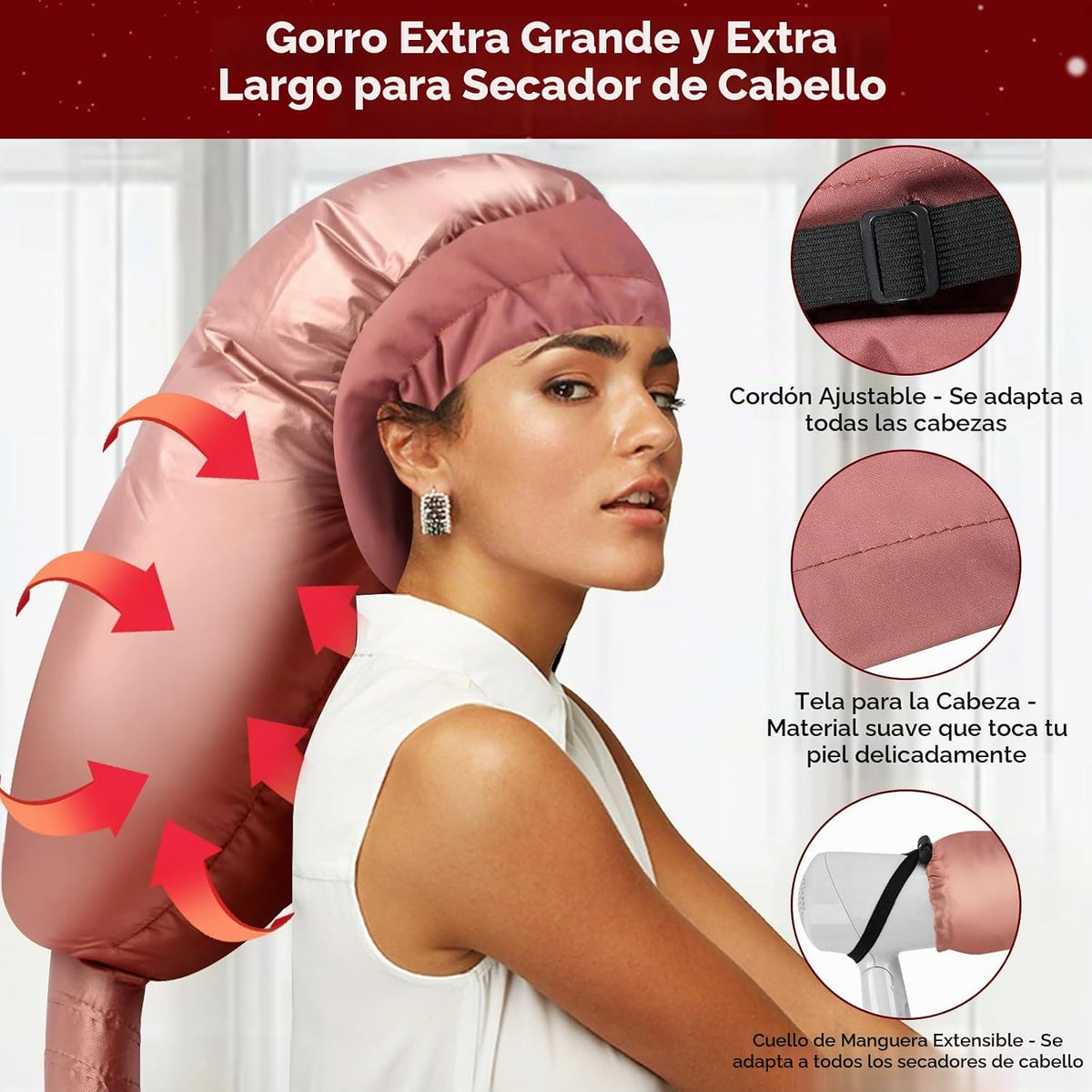 TEPENAR Accesorio para secador de pelo con capucha: Gorra de secado...