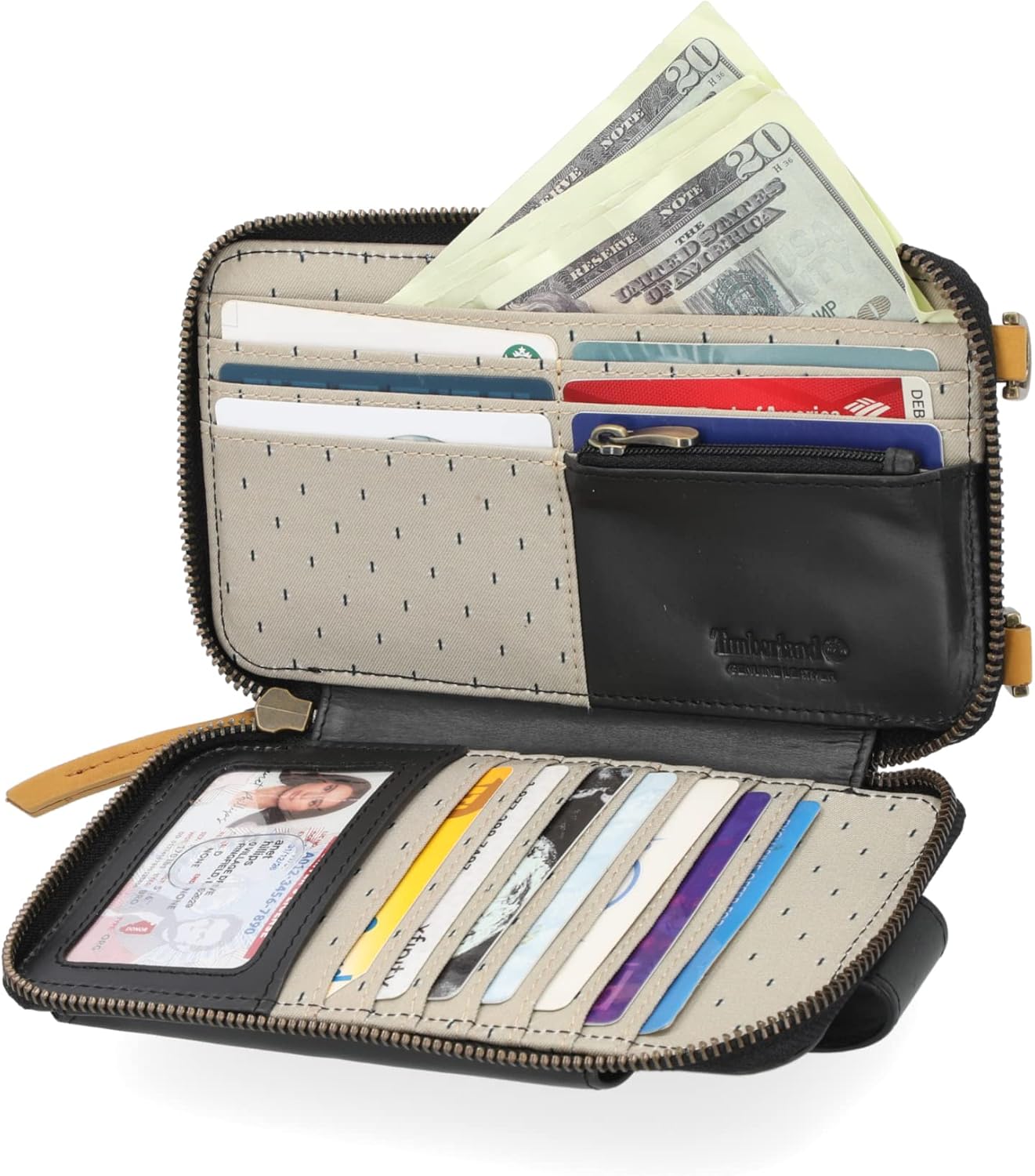 Timberland - Bolso cruzado de cuero RFID para teléfono de mujer