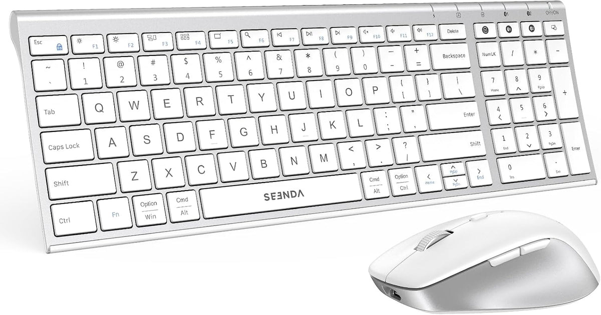 seenda COE401 - Combo de teclado y mouse Bluetooth, recargable, col...