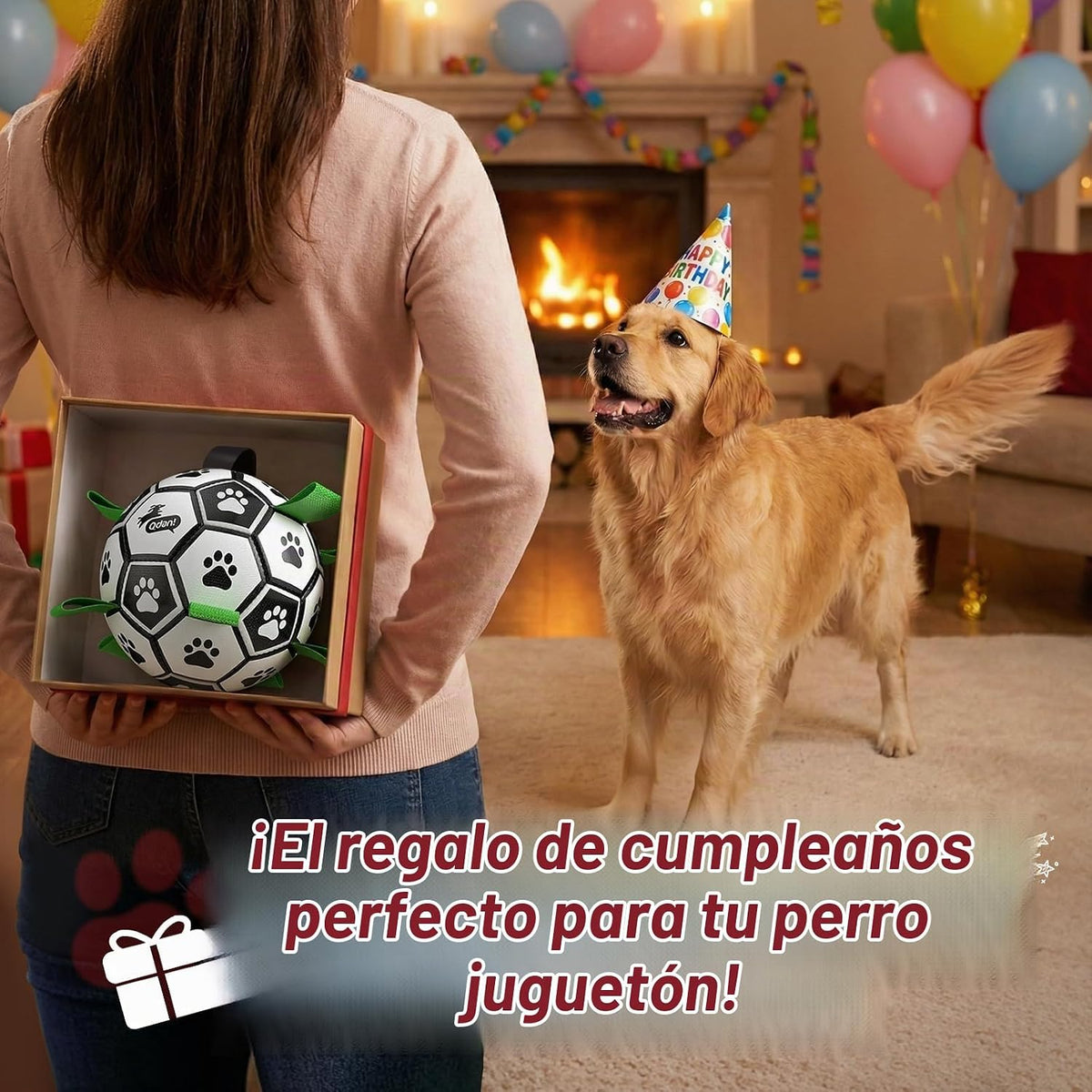 QDAN Juguetes grandes para perros, pelota de fútbol para perros con...