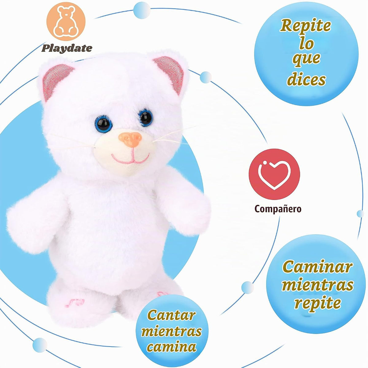 Hopearl Gatito parlante que canta, repite lo que dices caminando, j...