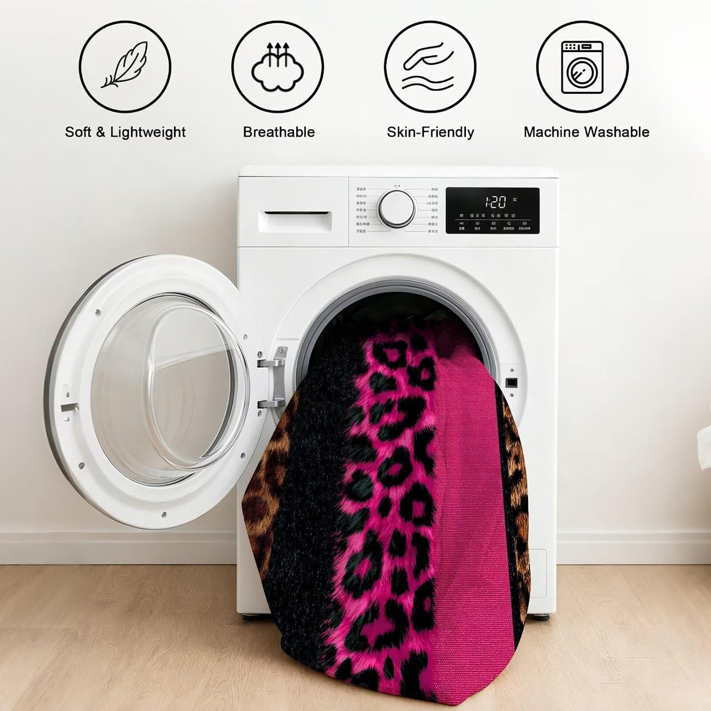 FUYEUN Juego de edredón con estampado de leopardo rosa fuerte tamañ...