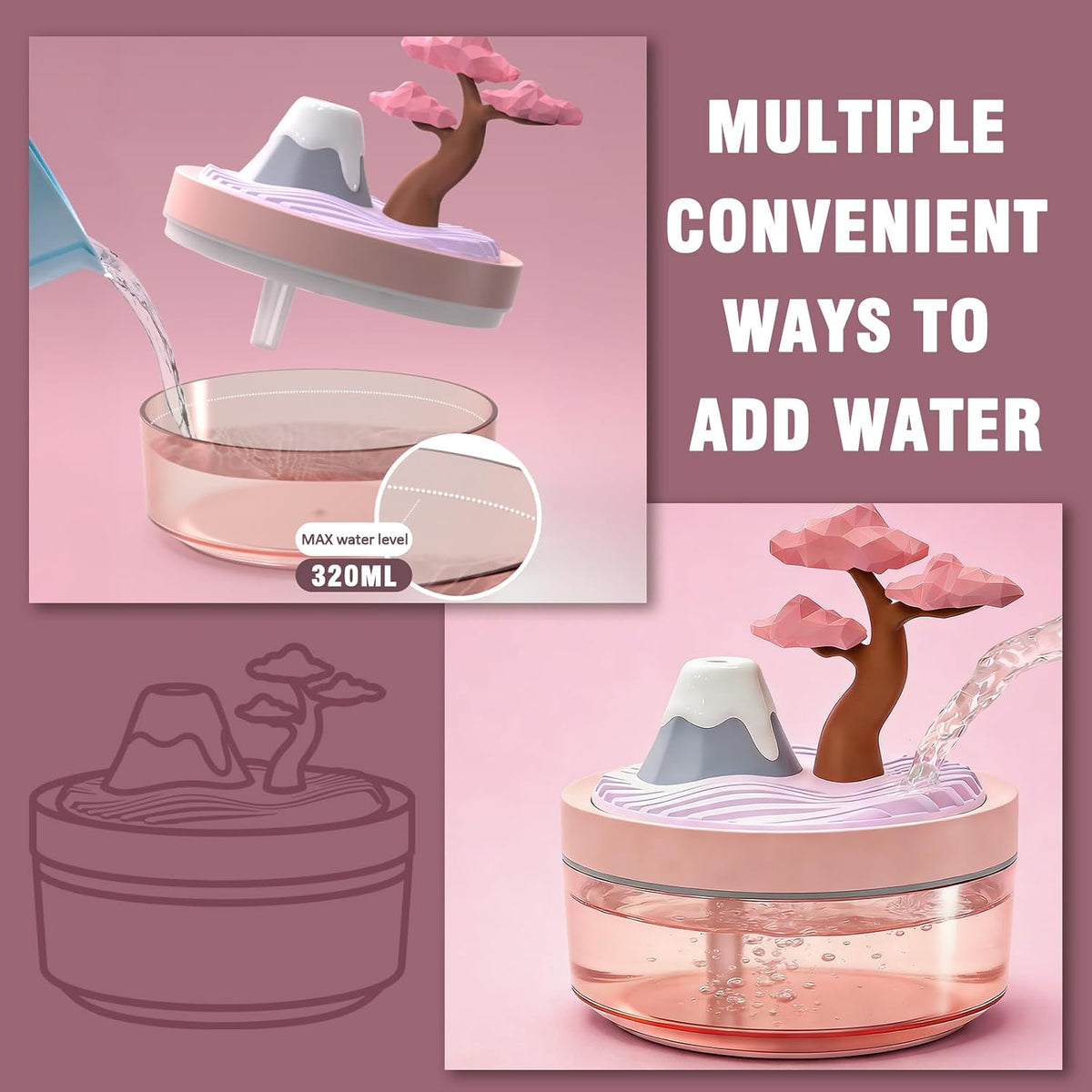 Humidificador de niebla fría Cherry Blossom | Silenciosa, luz noctu...
