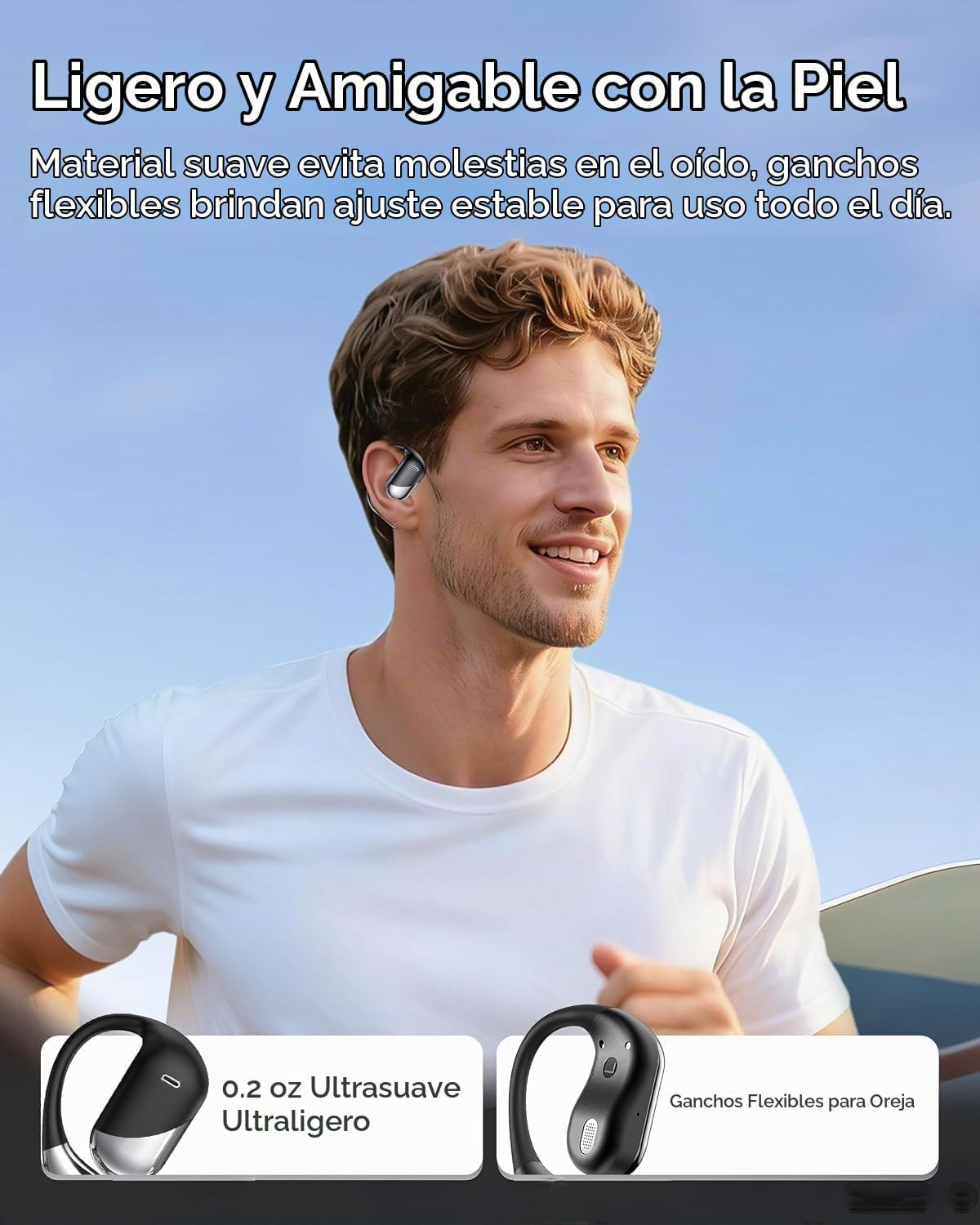 Auriculares ultra abiertos, auriculares de conducción ósea Bluetoot...