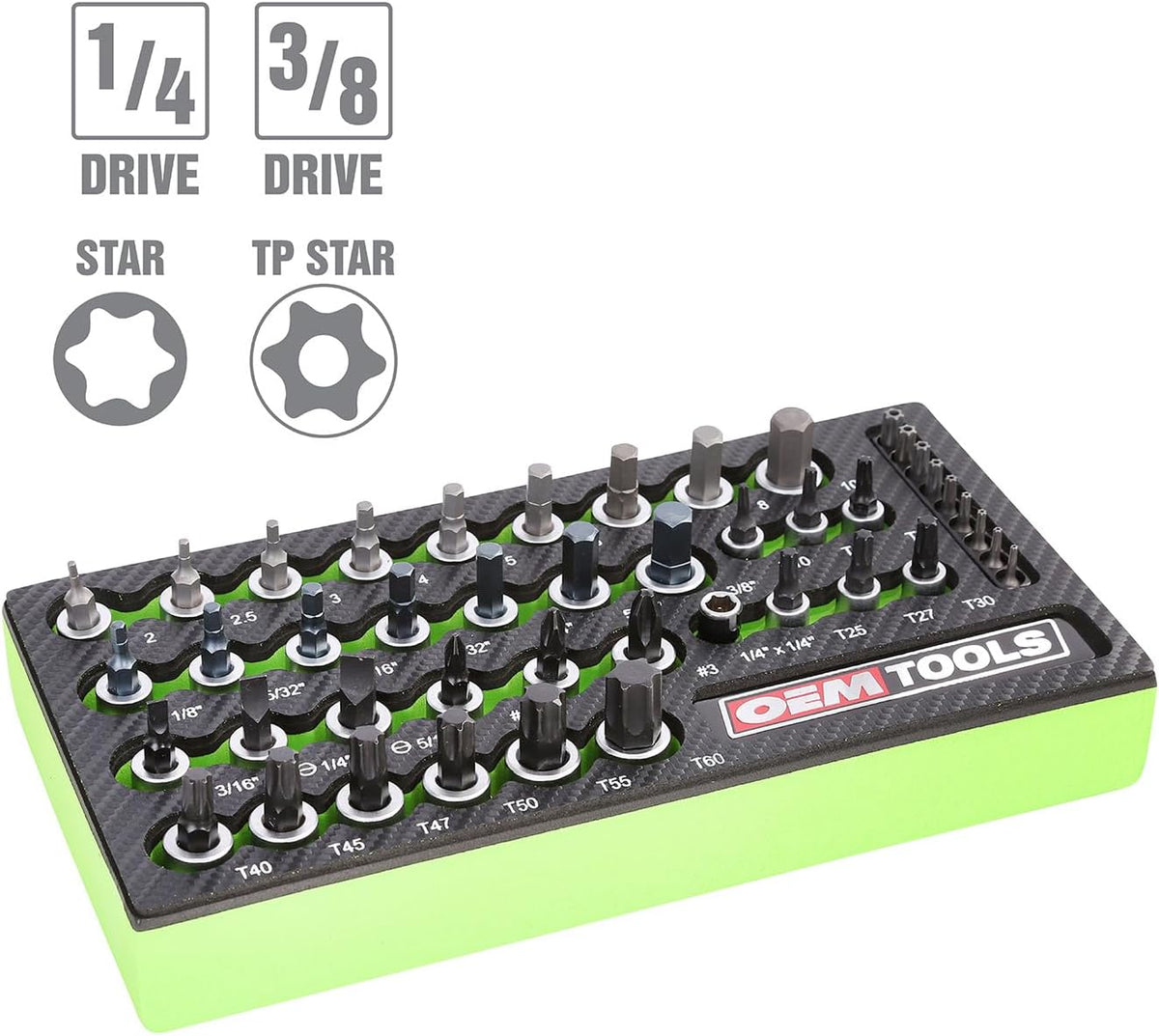 OEMTOOLS 23992 Juego de 44 piezas Torx Juego de brocas Torx ideal p...