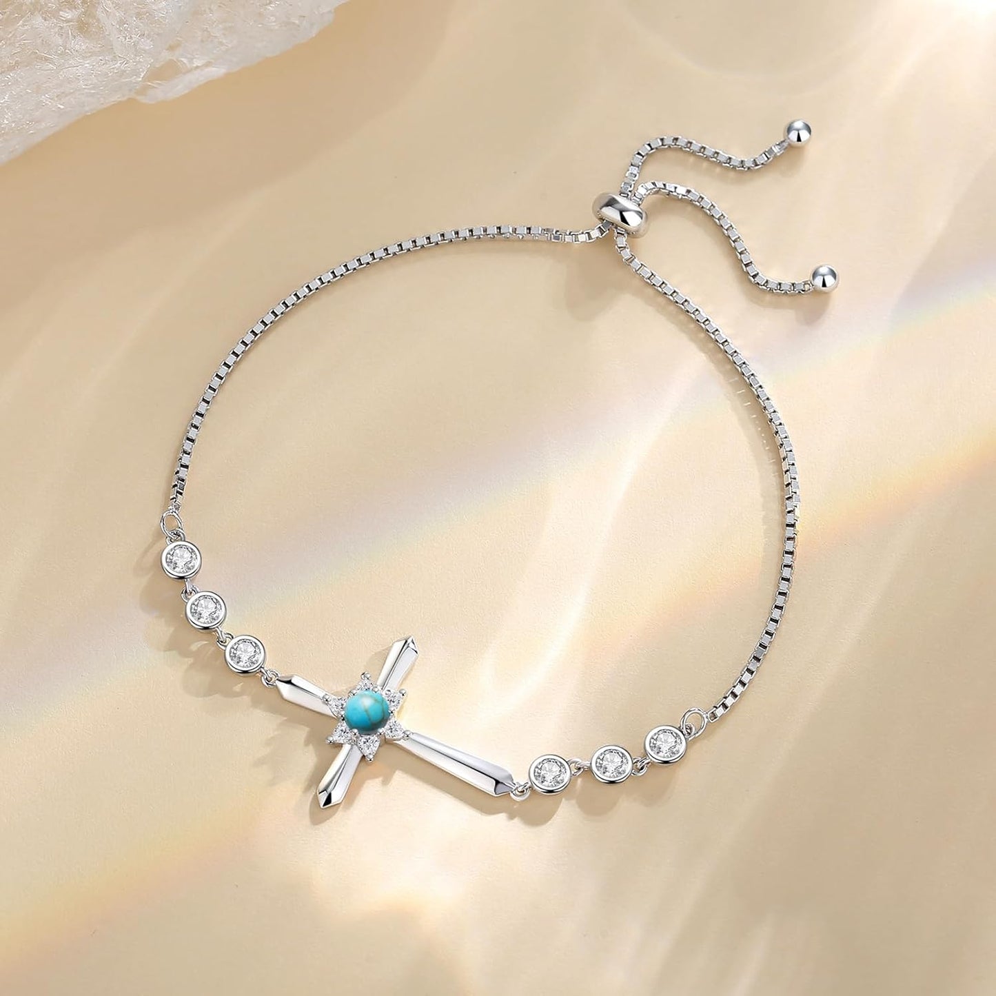 Pulsera Cruz FANCIME de Plata de Ley 925 con Piedra de Nacimiento d...