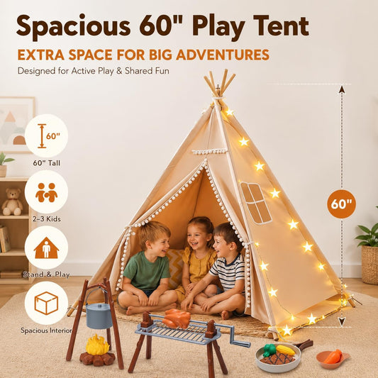 Tienda de campaña tipi para niños con juguetes de simulación de bar...