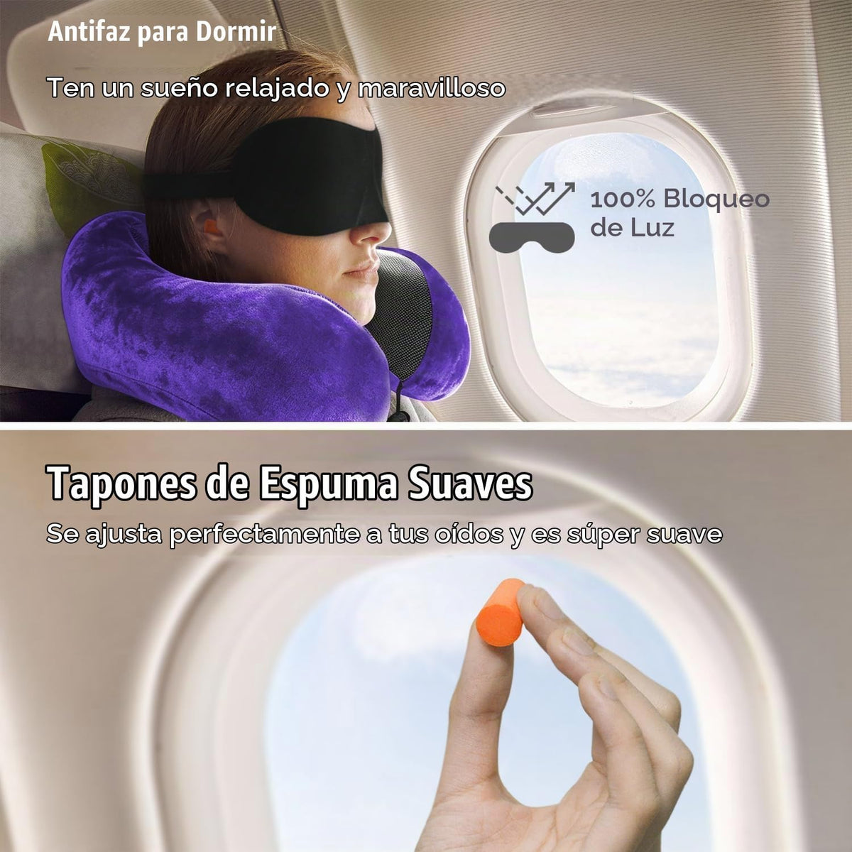 Elvodosia Almohada de viaje, almohada de cuello de espuma viscoelás...