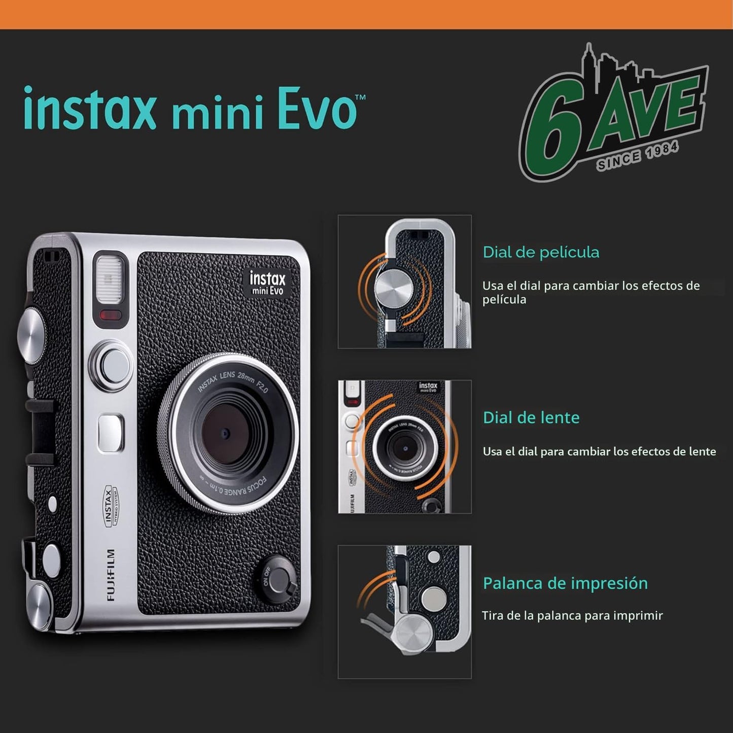 Fujifilm Instax Mini EVO - Kit de cámara instantánea híbrida (marró...
