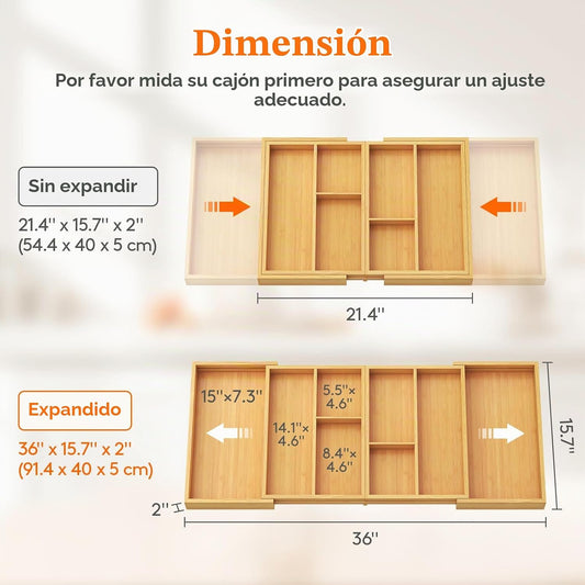 Lifewit Organizador de utensilios expandible para cajón de cocina,...