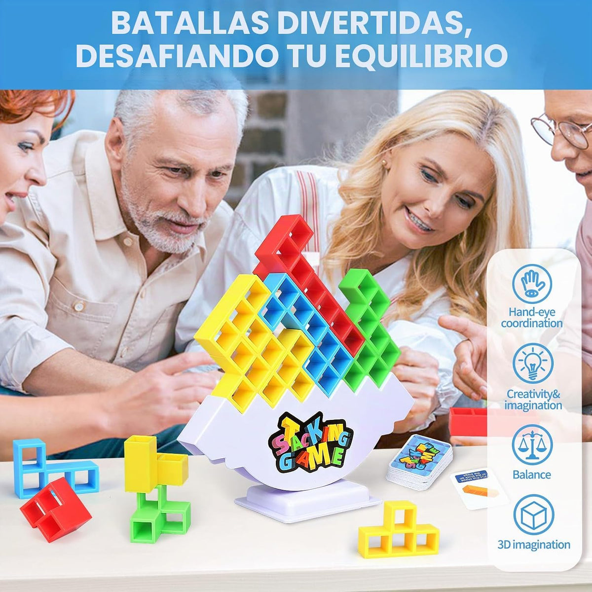 BBnote Juego de apilar de 48 piezas para adultos y niños, juegos de...