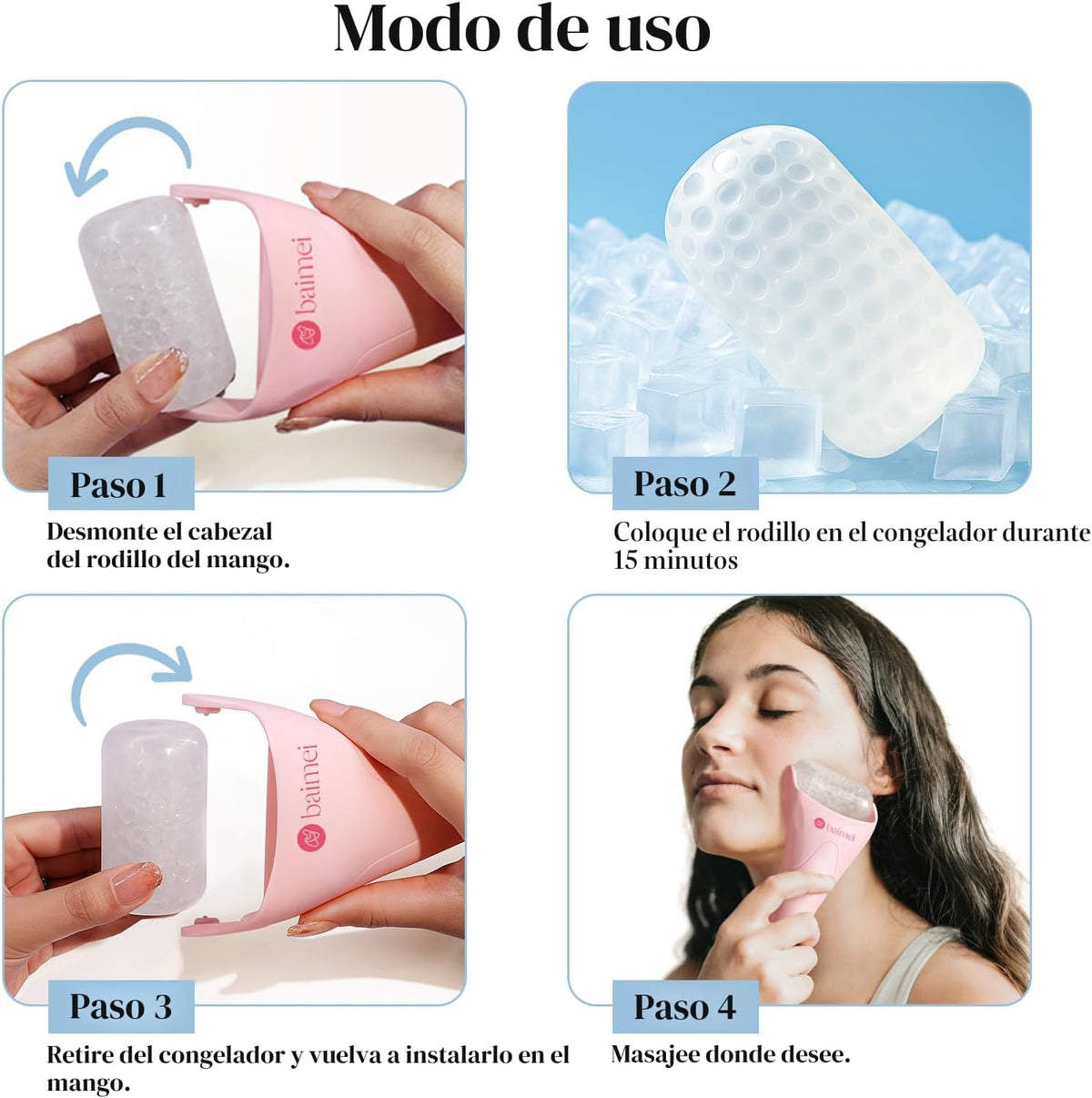 BAIMEI IcyMe - Rodillo de hielo para cara y gua sha, alivio de migr...