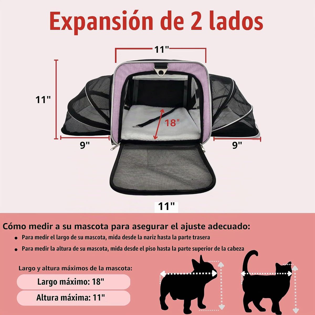 RUFF LIFE 101 Transportador de mascotas premium expandible con rued...