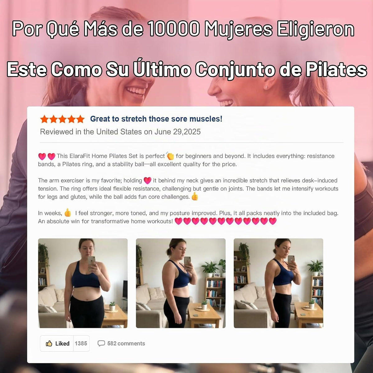 ElaraFit Home Juego de anillo y pelota de pilates para mujeres con...