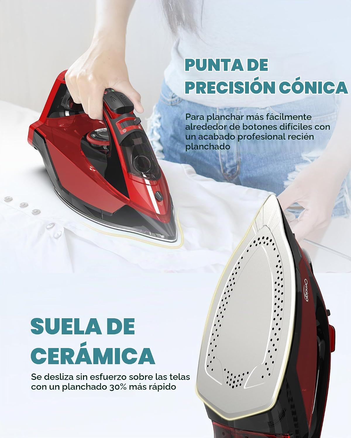 OMAIGA - Plancha de vapor de 1500 W, plancha de vapor profesional p...