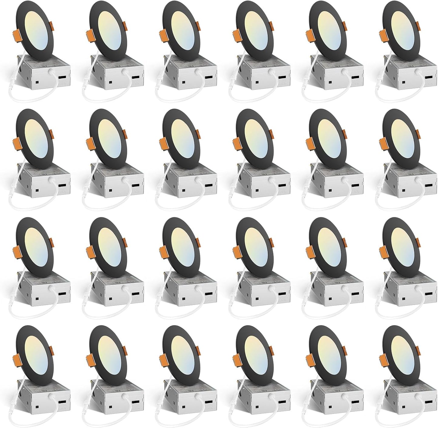 Amico Paquete de 24 luces empotrables LED de 4 pulgadas con caja de...