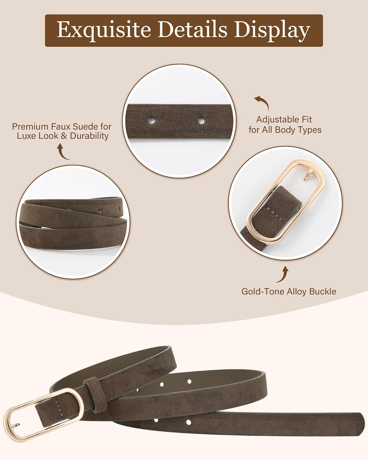 AWAYTR Paquete de 3 cinturones ajustados para mujer, cinturón de ci...