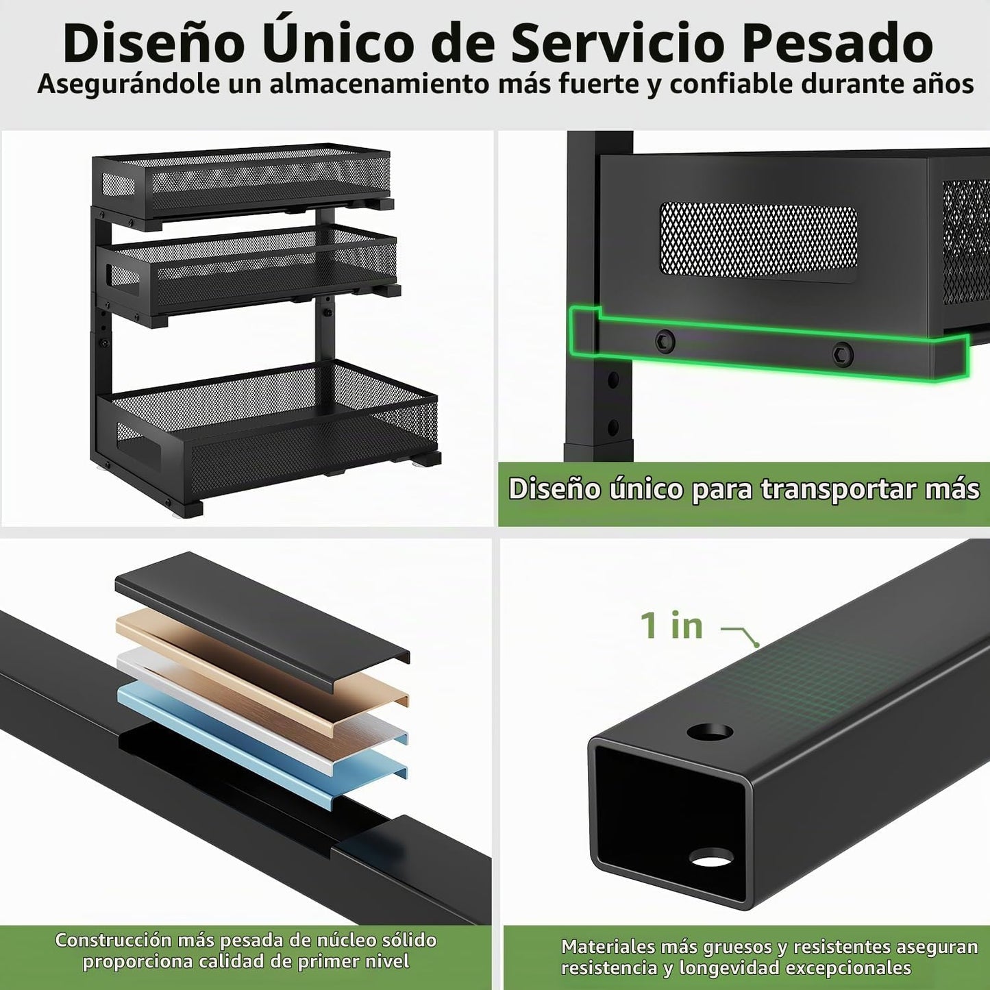Organizador de 3 niveles para debajo del fregadero, paquete de 2 es...