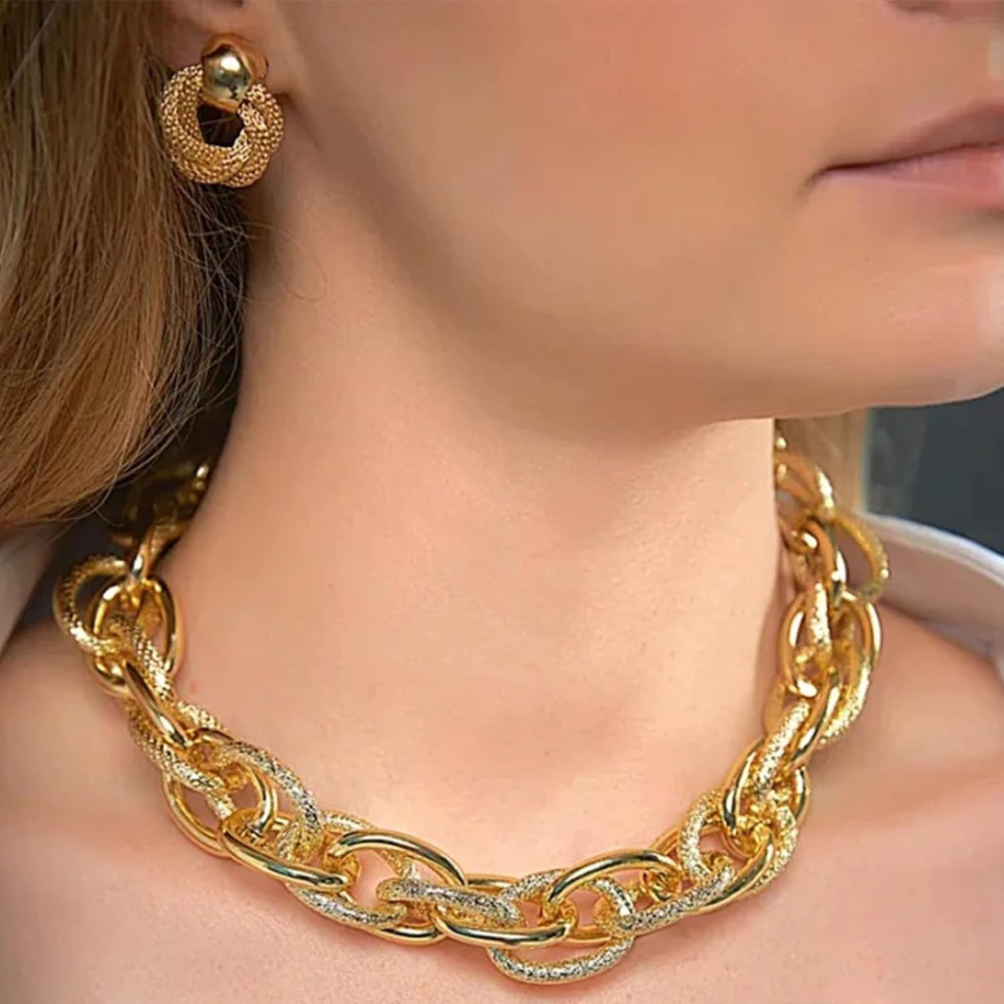 IFKM Juego de joyas chapadas en oro para mujer, collares de múltipl...