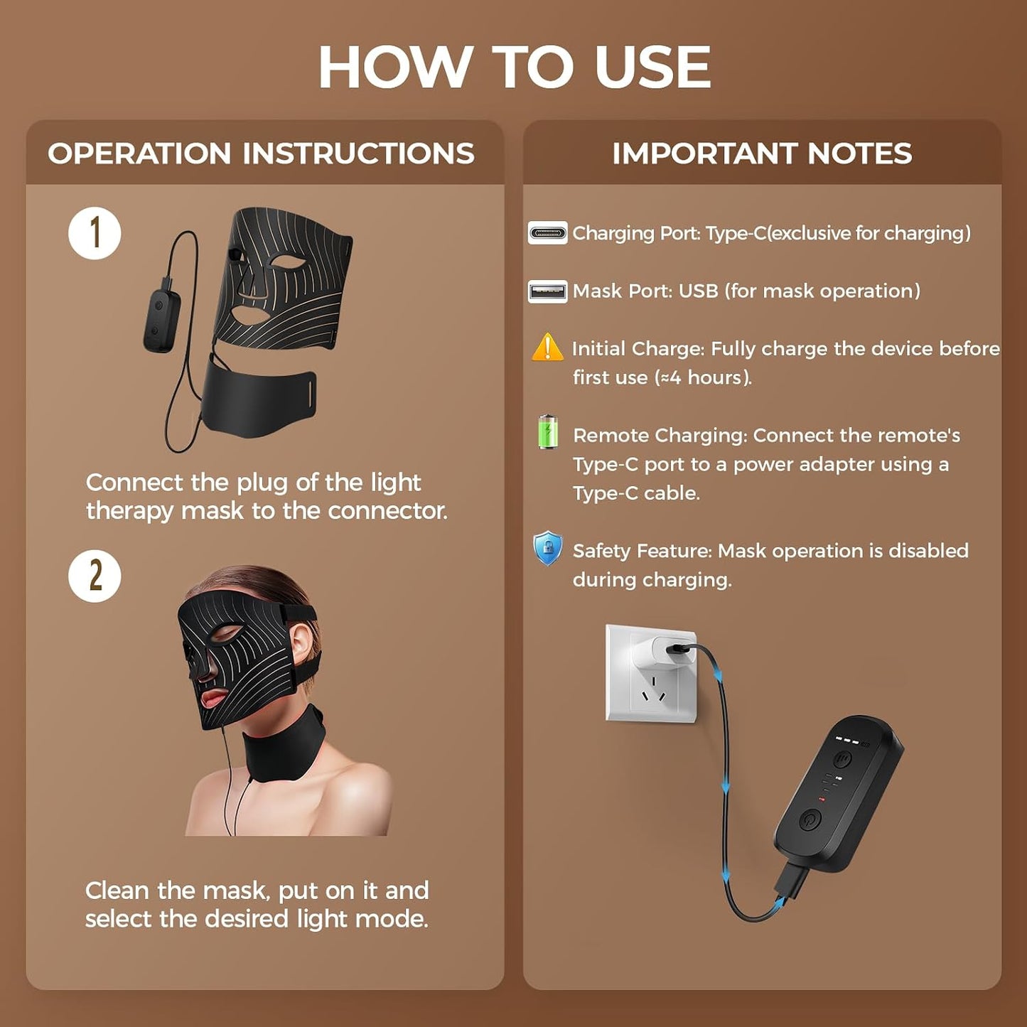 ONLUKY Terapia de luz roja para cara, máscara facial LED terapia de...