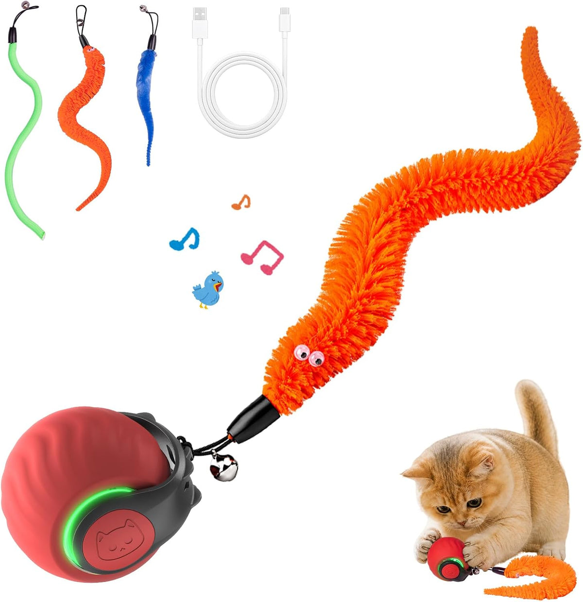 Juguetes interactivos para gatos 2026 con sonidos de pájaros y 3 mo...