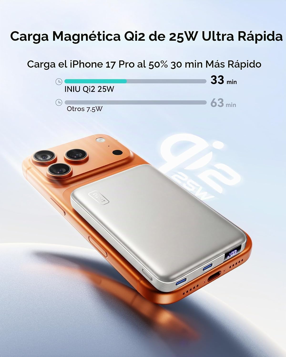 INIU Banco de energía más delgado para MagSafe, 10000 mAh Qi2.2 cer...