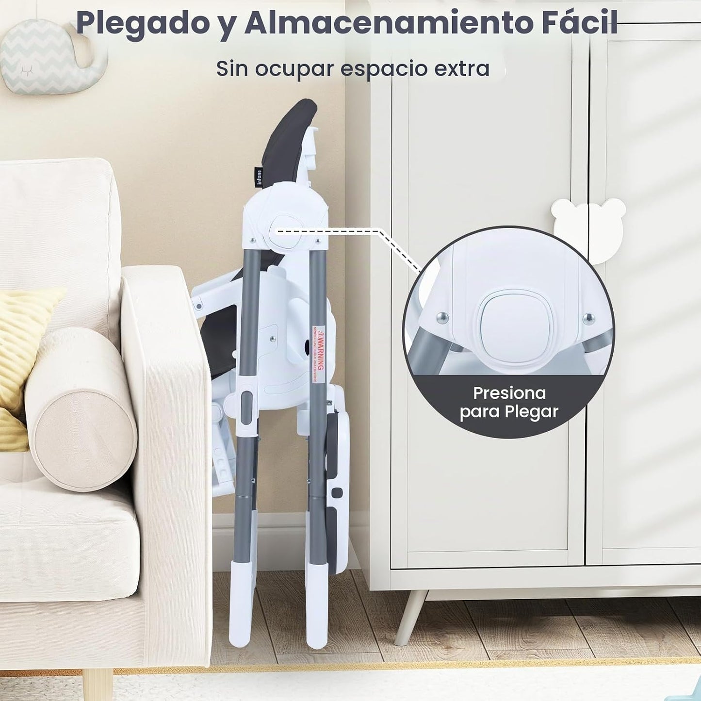 INFANS Silla alta para bebés y niños pequeños, silla alta plegable...