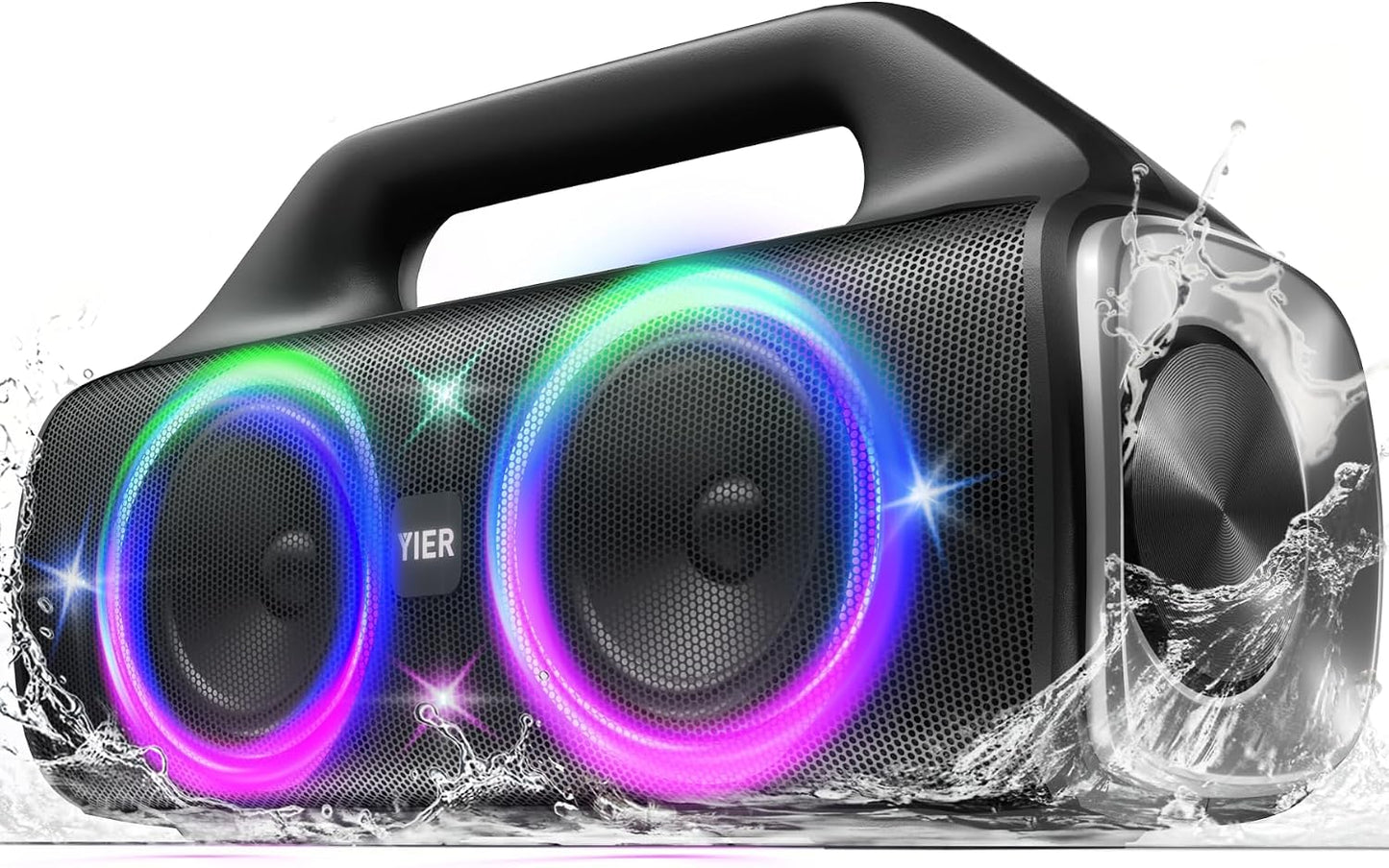 YIER Altavoces, 80 W (pico) Altavoz inalámbrico portátil con luces,...
