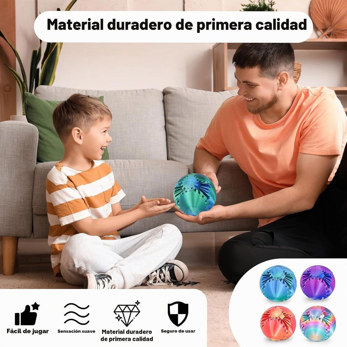 4 Piezas Cubo Bola de Engranajes Impreso en 3D Juguete Fidget, Esfe...