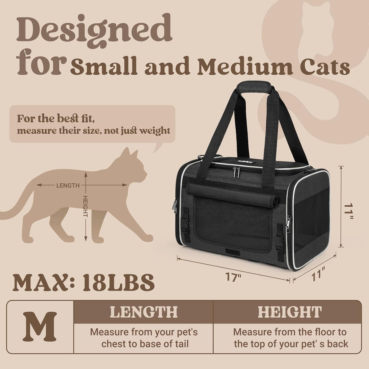 rabbitgoo Transportador de gatos suave, bolsa para mascotas con sol...