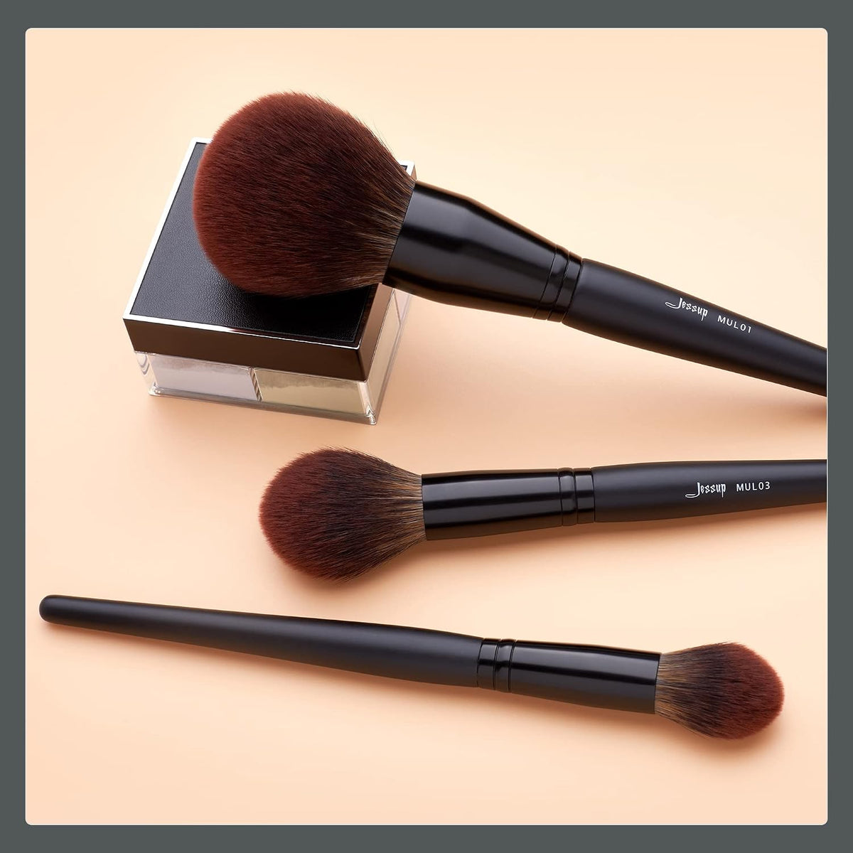 Jessup Pinceles de maquillaje facial grande, 3 piezas, cepillo de r...