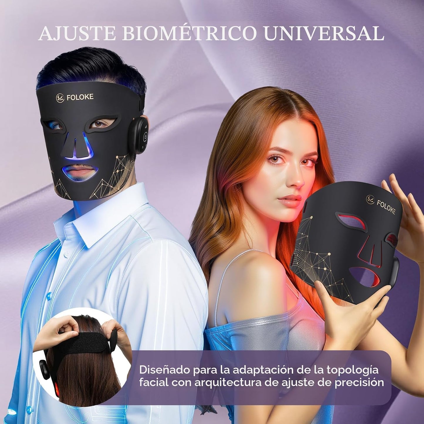 Máscara de terapia de luz LED, máscara de cuidado de la piel, másca...